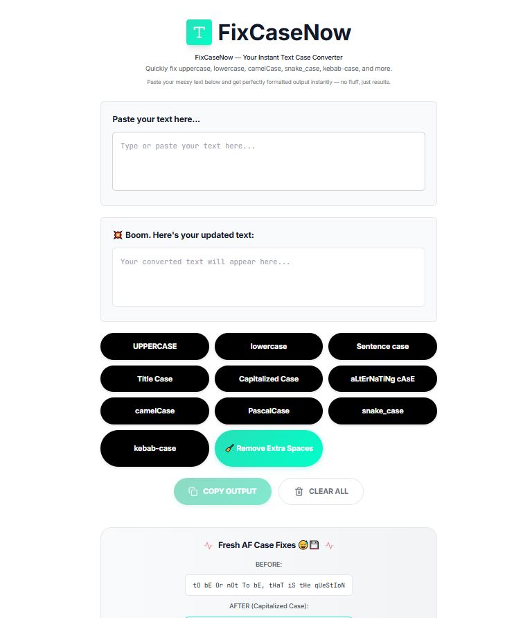 FixCaseNow — App UI